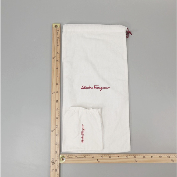 2 Salvatore Ferragamo Dust Bag Size Large and Mini Cream Pouch Italy Bundle - Picture 8 of 8